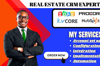 set up real estate CRM website kvcore procore bespoke zoho hubspot integration