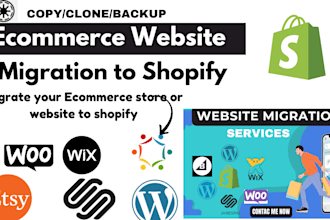 migrate wix wordpress bigcommerce squarespace magento website to shopify store