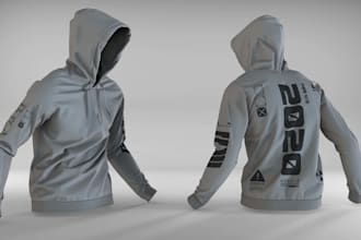 design 3d clothing design, tshirt design, hoodie garment design with 3d render