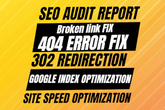 do website SEO audit, broken link, 404 error fix and google index optimization