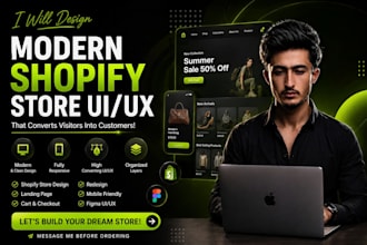 design modern shopify ecommerce UI UX or redesign in figma