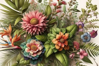create a beautiful vintage botanical illustration poster