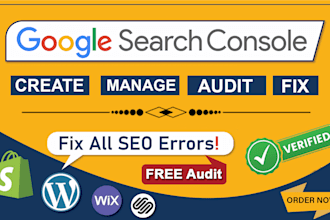 audit and fix google search console errors, indexing, xml sitemap
