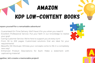 create professional low content KDP books for amazon