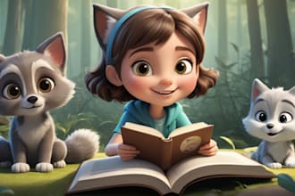 do 3d animal children story book illustration with animal book cover