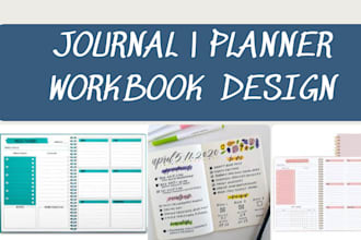design custom journal printable planner calender tracker workbook kdp book cover