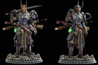 sculpt 3d game character model, 3d character model, 3d game assets, 3d rigging