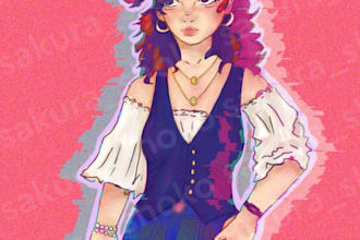 draw a charater in manga, webtoon,manhwa or semi realistic style only on digital
