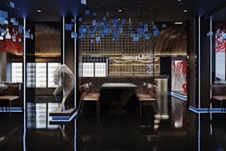 render 3d night club in lumion, swimming pool, lounge bar shop,3d retail store,