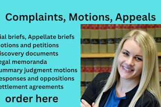 be lawyer for court motions, lawsuits, complaints, petitions or demand letter