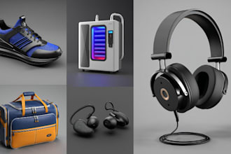 do 3d product modeling, shoe, skincare product, boxes, sprays, cans, glove, bag