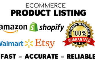 add product listing on etsy, amazon, shopify, walmart etc