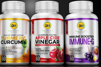 design supplement, cbd, hemp bottle label and 3d mockup