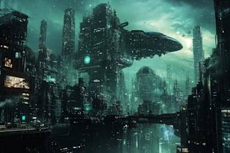 draw concept art illustration and science fiction city