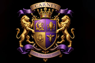 design royal coat of arms regal heraldic family logo design in 1 hours