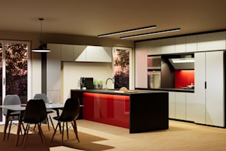 revamp interior kitchen cabinet, furniture layout, faucet, dining space, 3ds max