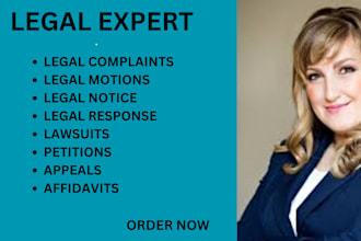 expertly prepare legal motions, lawsuits, claims, complaints, petitions, notice
