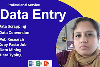 accurate data entry, web research ,file conversion services