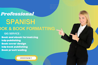 professionally format design publish spanish book and ebook italian book