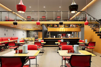 refurbish restaurant design, casual dining, coastal interior, cgi render, lounge