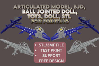 3mf stl 3d articulated model 3d bjd toy doll articulated model for 3d printing