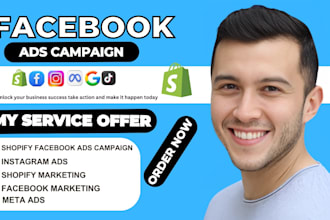 setup shopify facebook ads campaing, instagram ads, or shopify marketing,
