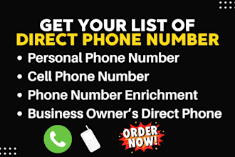 provide verified direct phone number, cell phone enrichment service