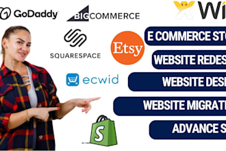 redesign your wix, shopify, squarespace, godaddy, bigcommerce, or ecwid store