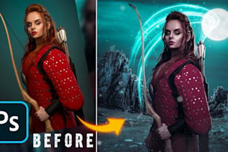 do photo manipulation composite and adobe photoshop editing background removal