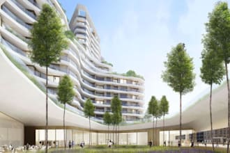 design, 3d render, house exterior, commercial building, architectural rendering