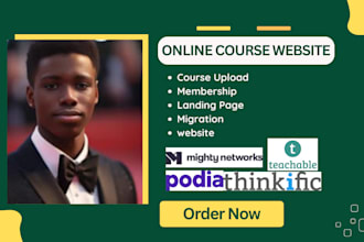 setup mighty network thinkific podia teachable learnworld online course website
