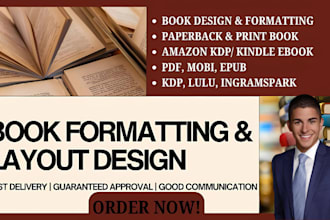 book formatting for amazon KDP print and ingramspark, lulu,etsy