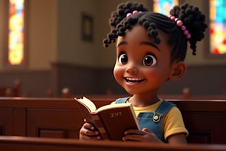 create bible illustration and KDP children story book illustration with cover