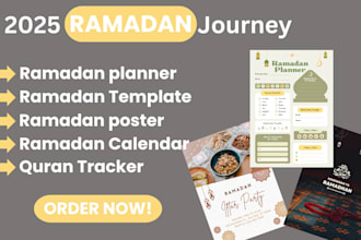 design ramadan iftar planner,quran tracker, ramadan flyer, ramadan gift card,