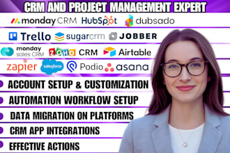 setup monday crm hubspot clickup zoho airtable podio jobber integrate zapier