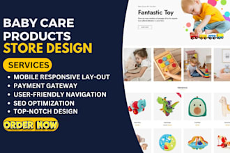 design baby care products shopify store baby foods store baby products website