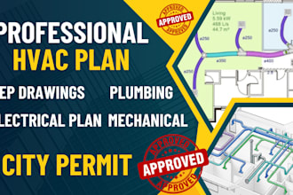 design mep, electrical, plumbing  hvac layout drawing for city permit plans