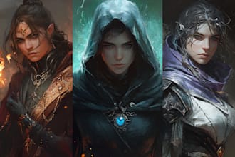 draw dnd or fantasy character art, concept art, commission art for you