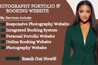 design responsive photography personal portfolio website with online booking