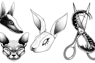 design simple black and white tattoos for you