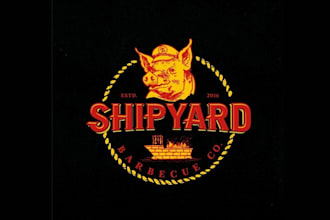 do commercial new restaurant logo for the shipyard barbecue
