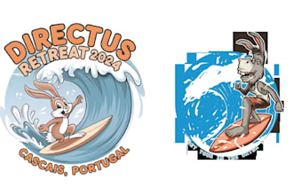 create unique animal mascot surfing logo