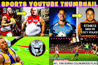 design premium sports youtube thumbnail for nba, afl