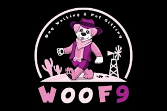 design colorful animated dog walking logo