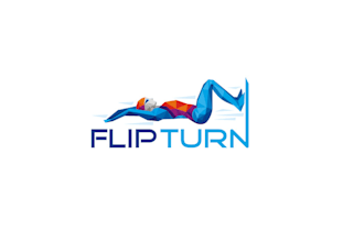 design flip turn stylish eye catching build swim logo