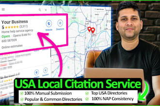 build 300 USA local citations and directory submission to boost local SEO