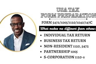 prepare and efile USA tax returns for individual, corporate and llc