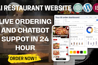 build an ai restaurant website with live orders, menu,chatbot support