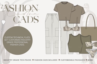 develop an professional fashion technical flat for you