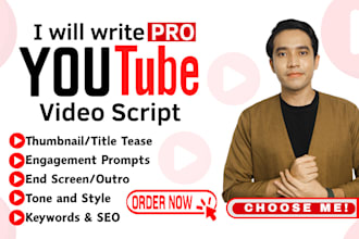 do script writing, youtube script, video scriptwriter for your yt channel